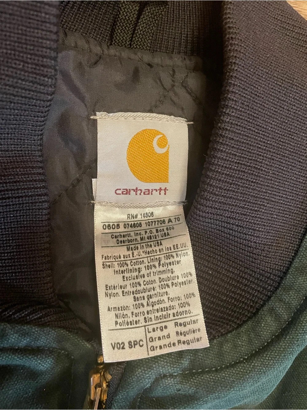 Carhartt Men's Insulated Arctic Quilt Lined Vest Spruce V02 SPC Vintage Y2K (05)